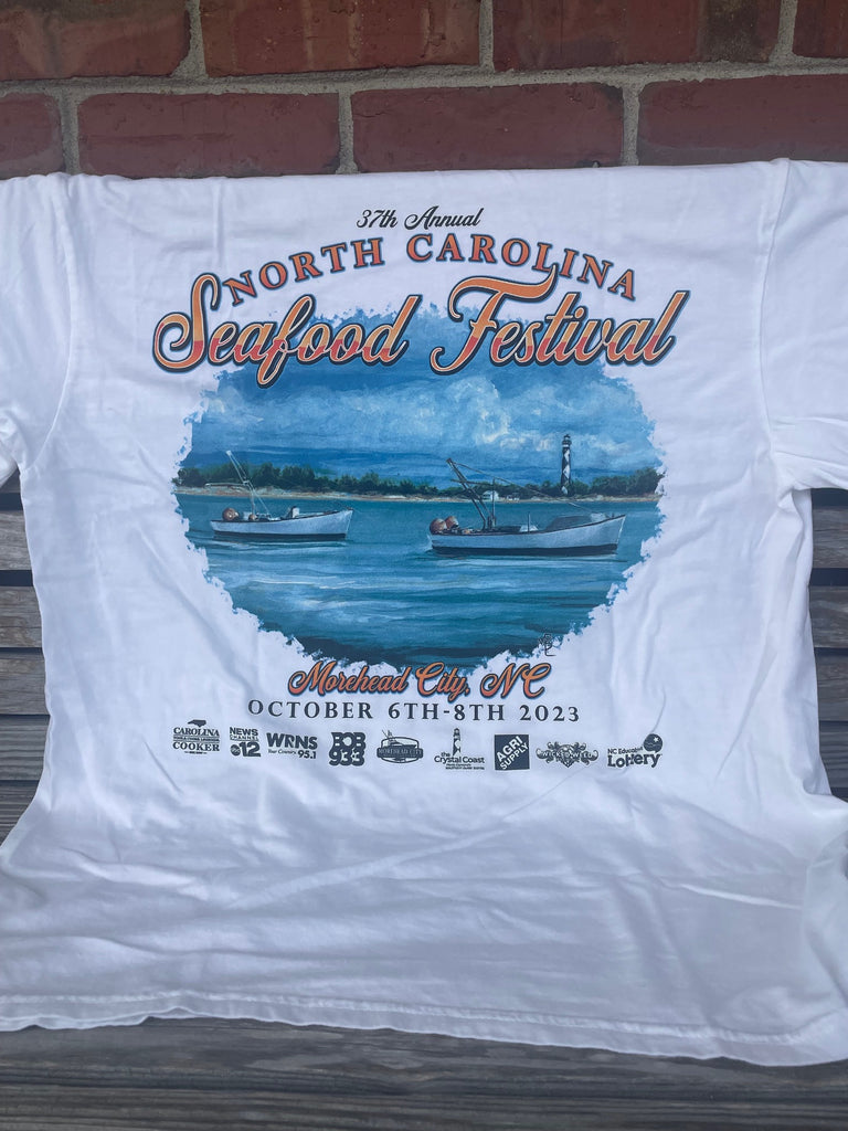 2023 NC Seafood Festival T-Shirt - White with Pocket