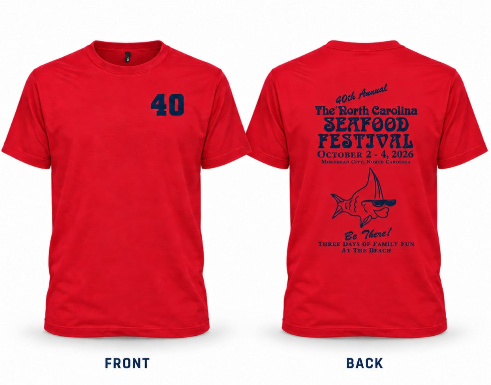 2026 Retro 40th Annual NC Seafood Festival T-Shirt - Red