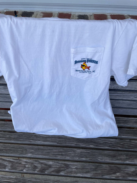 2022 NC Seafood Festival T-Shirt - White with Pocket ON SALE NOW!!