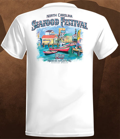 2022 NC Seafood Festival T-Shirt - White with Pocket ON SALE NOW!!