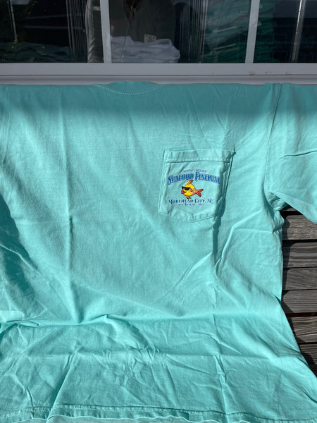 2022 NC Seafood Festival T-Shirt - Chalky Mint with Pocket ON SALE NOW!!
